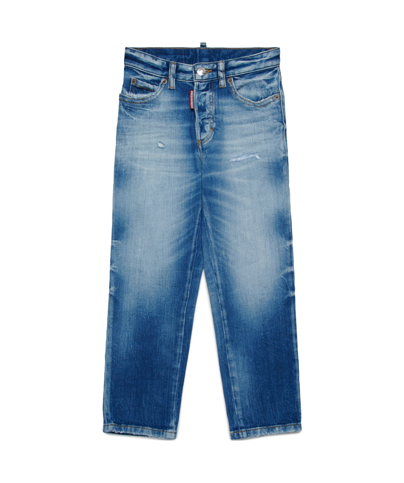 Shop Dsquared2 Straight Jeans With Rips In Blue