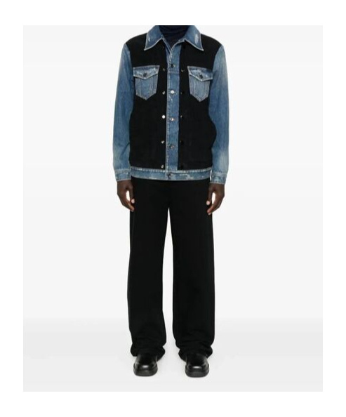 Dolce & Gabbana Denim-panelled Corduroy Jacket In Black