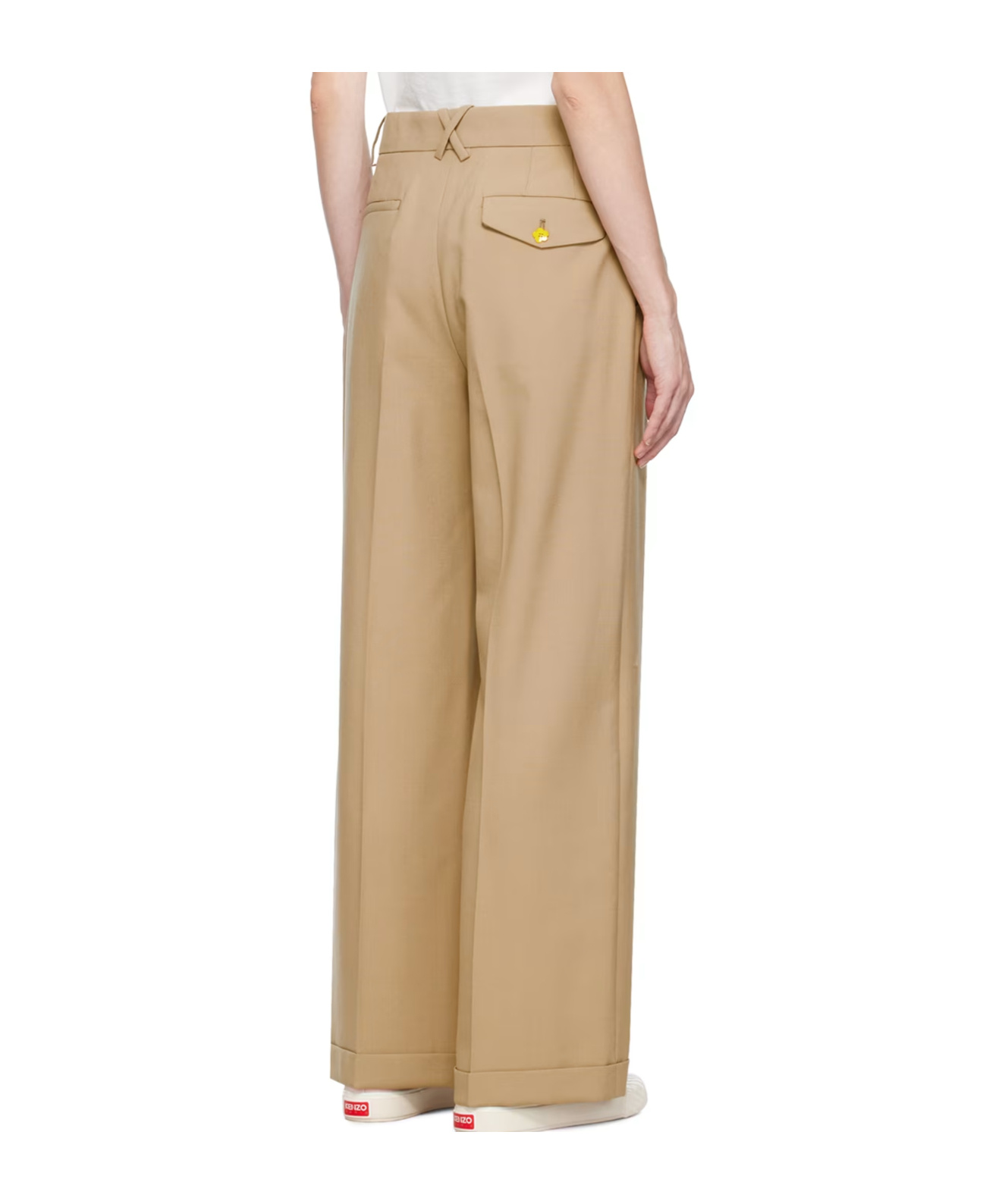 Kenzo Belt Loop Zipper Casual Pants In Nude
