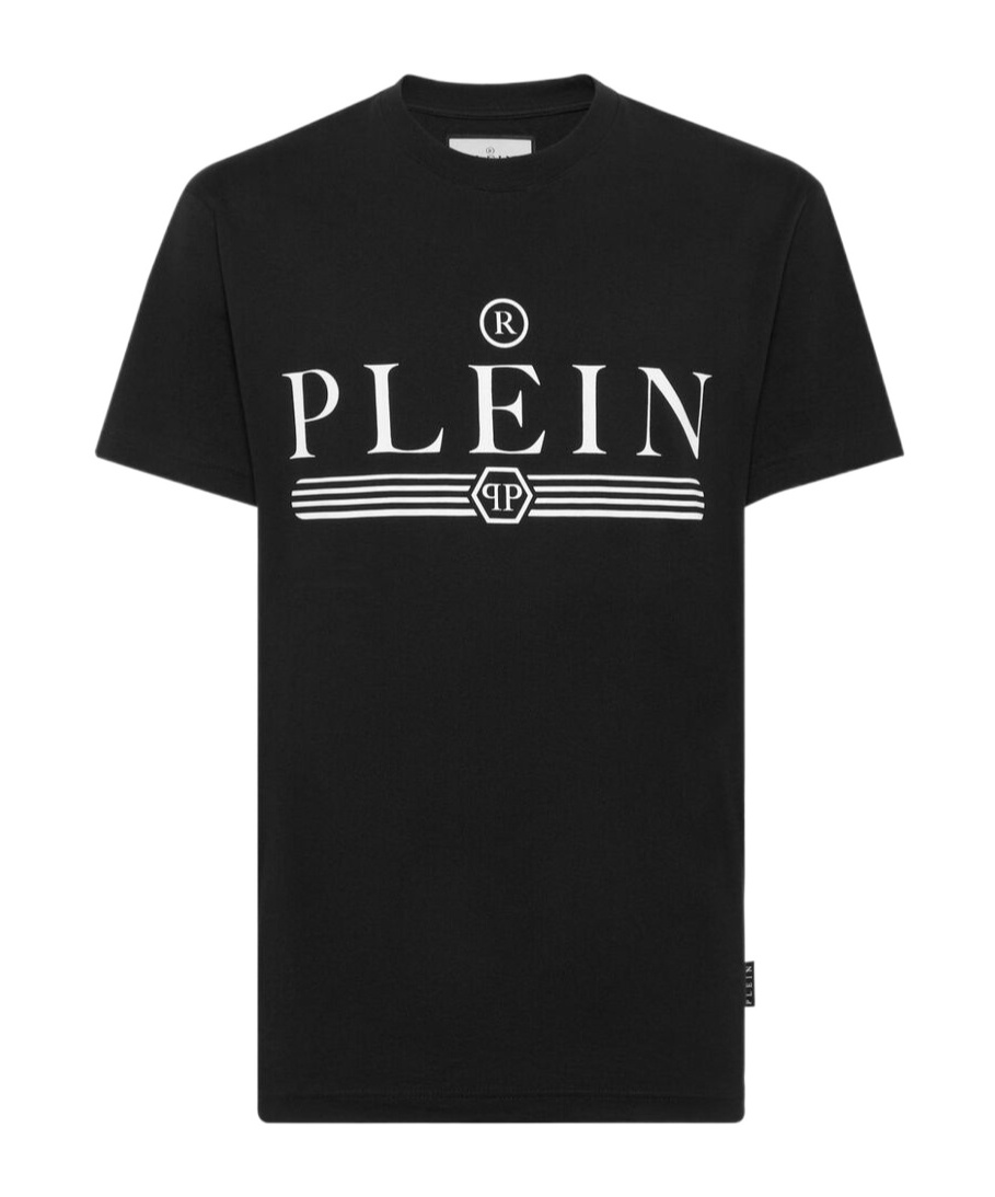 Philipp Plein Black Cotton T-shirt With Logo Print In Black
