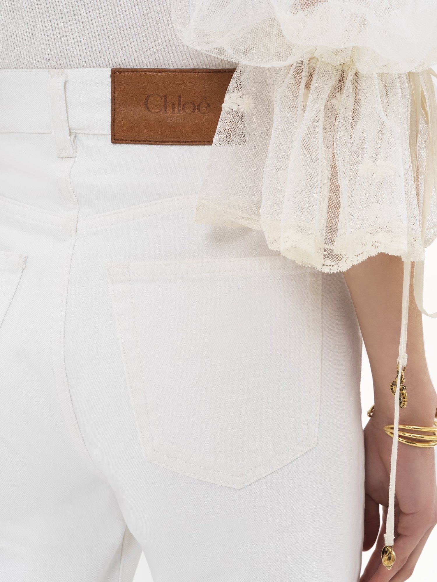 Chloé Rigid High-rise Organic Denim Flared Jeans In White