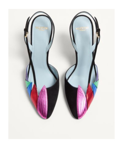 Valentino Garavani Women Foliefoliage Slingback Pumps In Black/multicolor