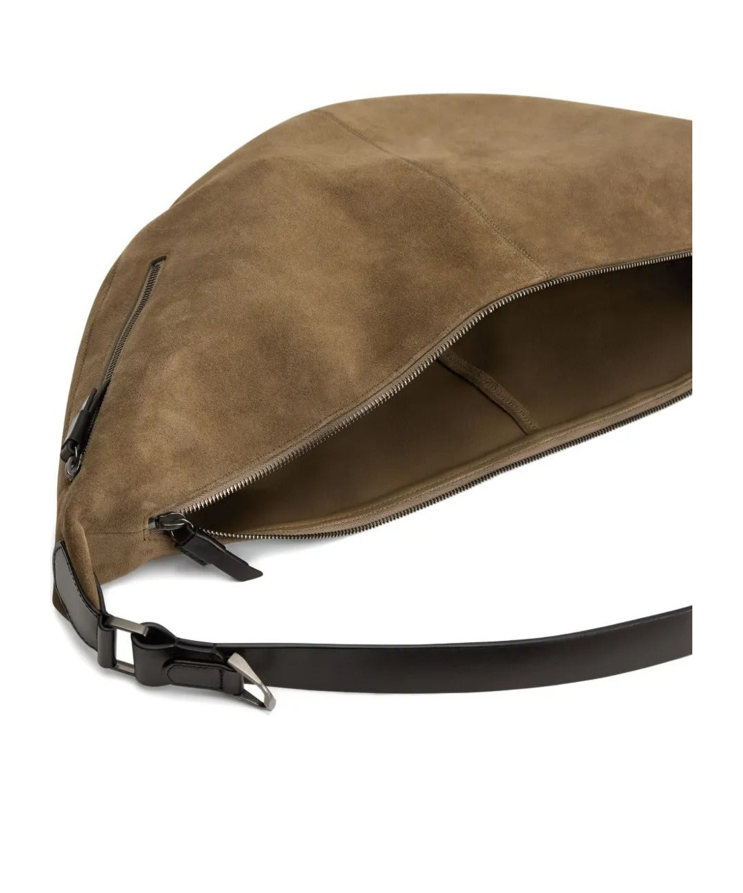 Lemaire Suede Leather Zip Shoulder Bag In Gray