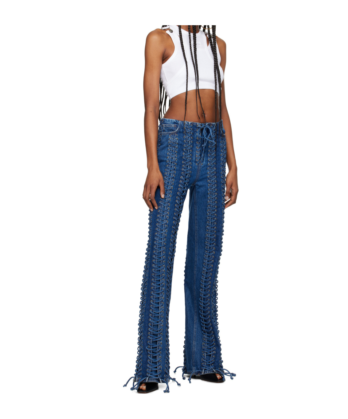 Jean Paul Gaultier Lace-up Jeans In Blue