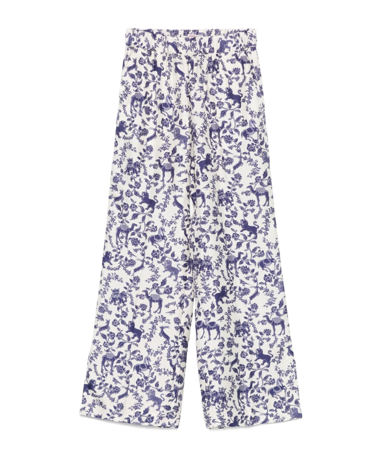 Alberto Biani Blue Printed Trousers In White