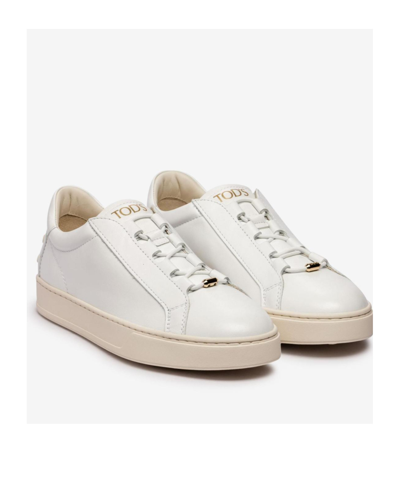 Tod's Round Toe Low Top Casual Shoes In White