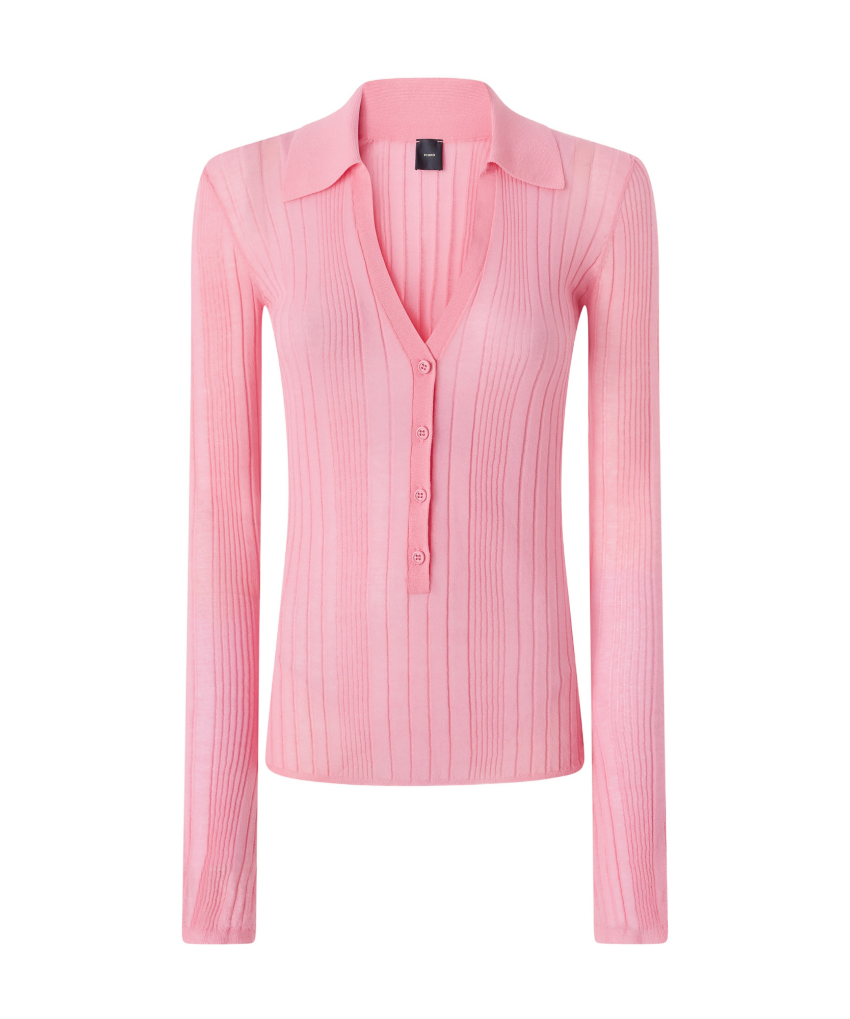 Shop Pinko Ribbed Polo Top In Pink