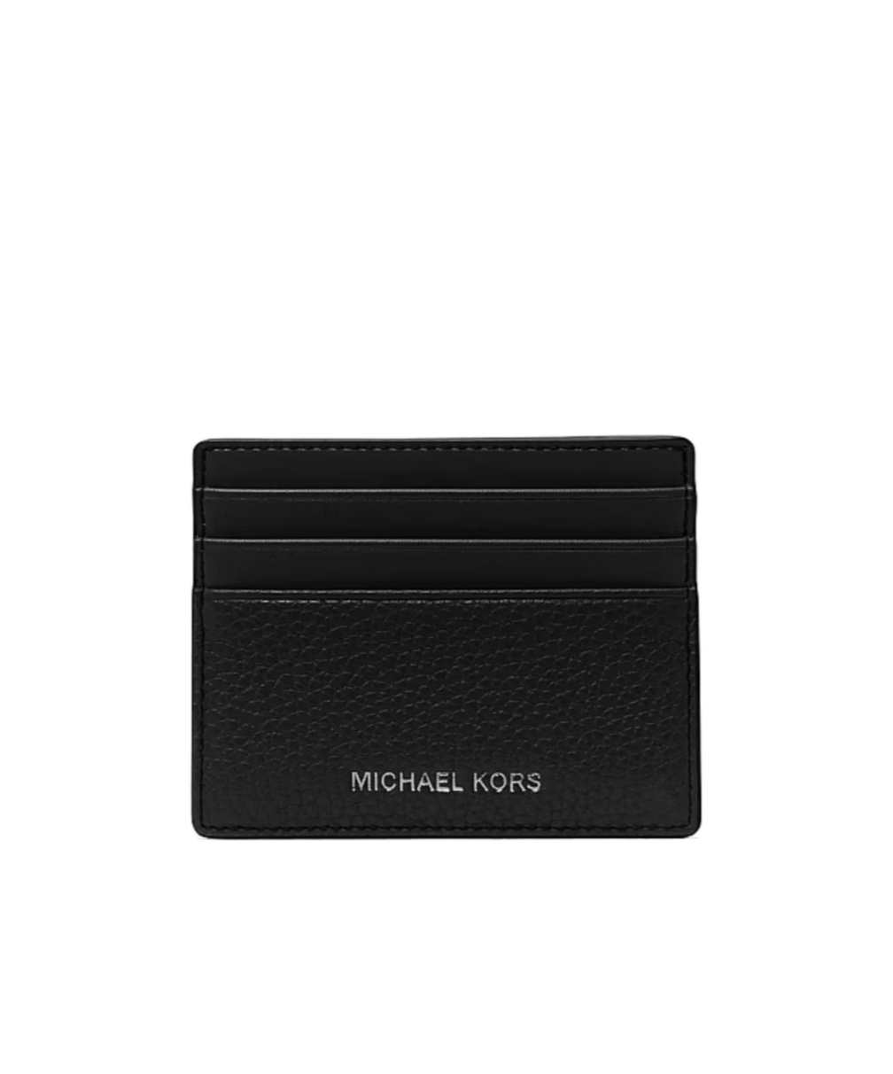 Michael Kors Cooper Pebbled Leather Tall Card Case In Black