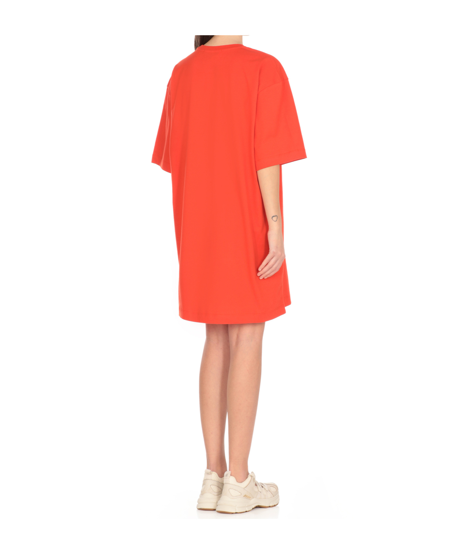 Msgm Logo Crew Neck Mini Dress In Red