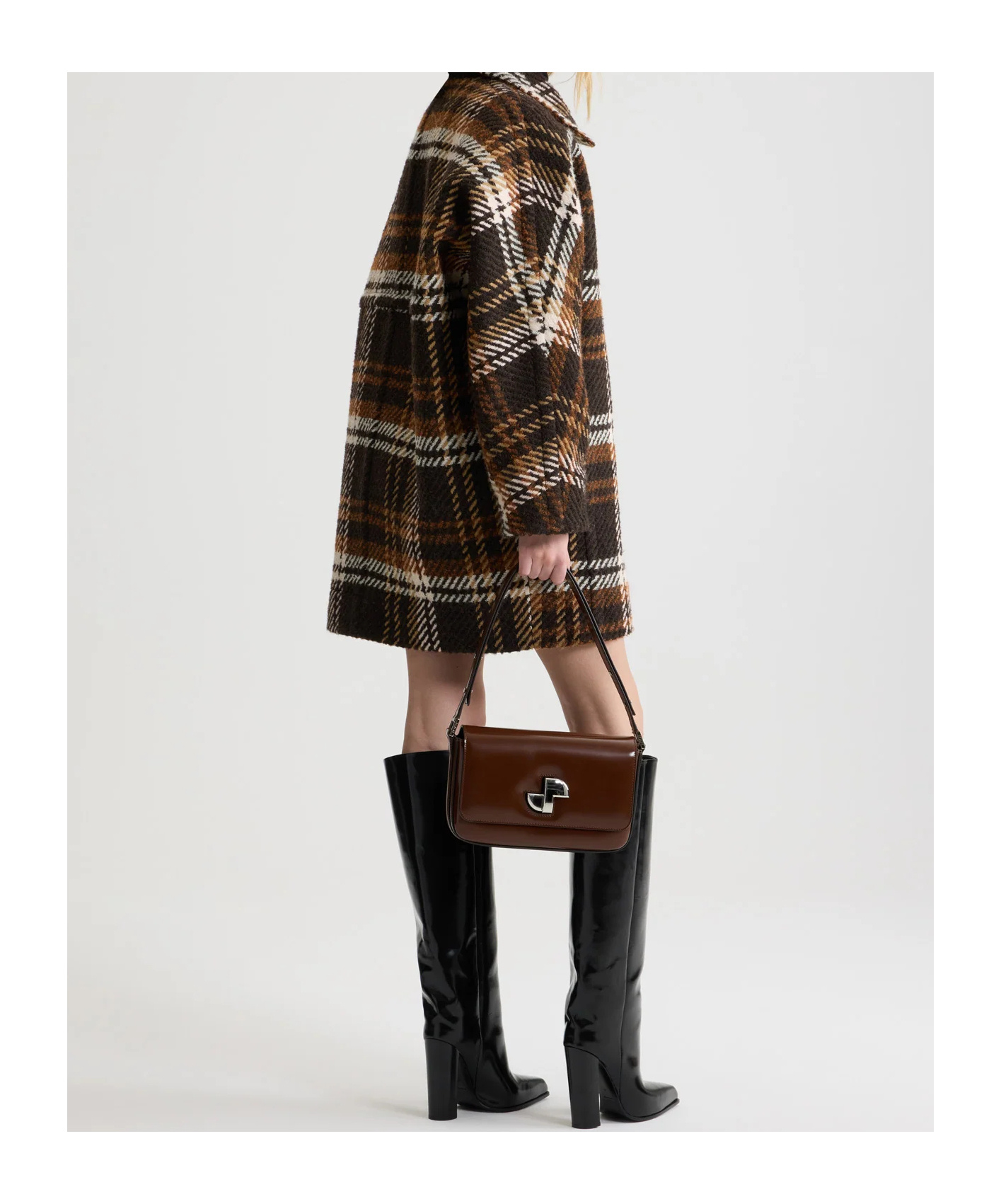Patou Checked Wool-blend Coat In Multi