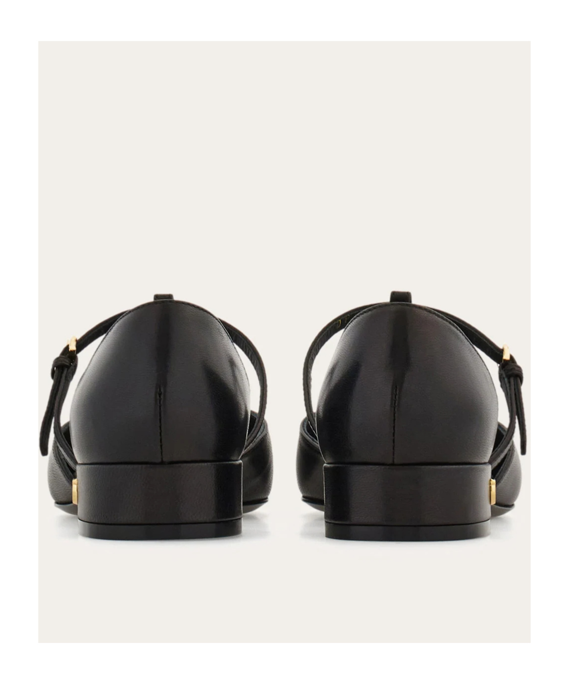 Ferragamo Linette Leather T-strap Ballerina Flats In Black