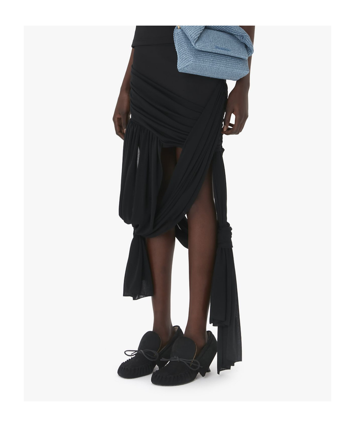 Jw Anderson Draped Wrap Midi Skirt In Black