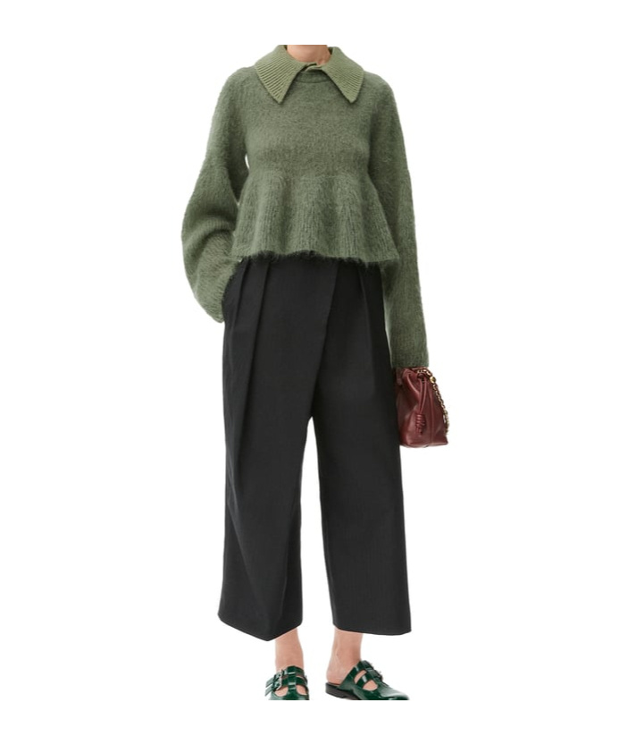 Loewe Mohair-blend Polo Jumper In Green
