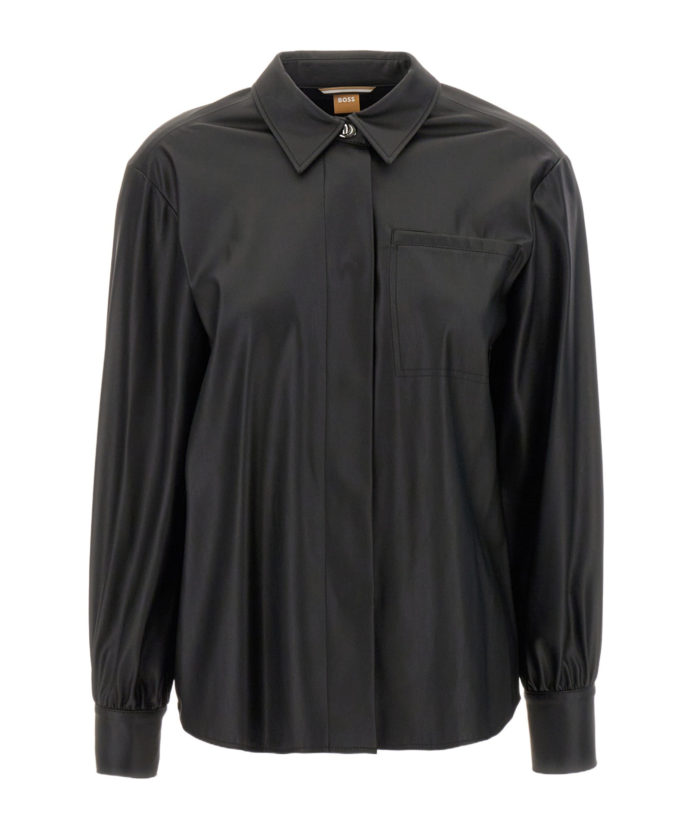Hugo Boss Black Synthetic Leather Shirt In Black