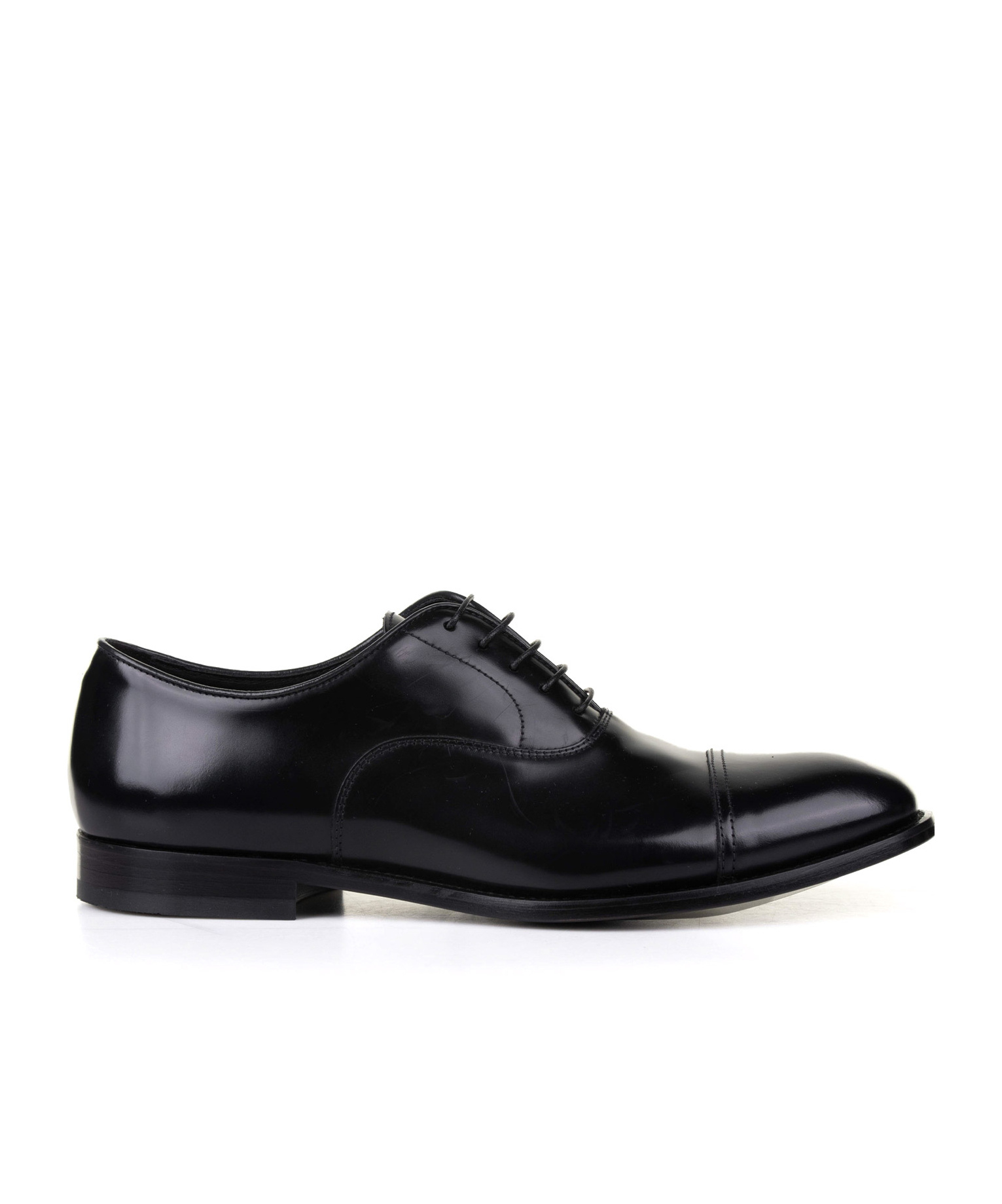 Doucal's High-shine Black Oxford Shoes With Lace-up Fastening In Black