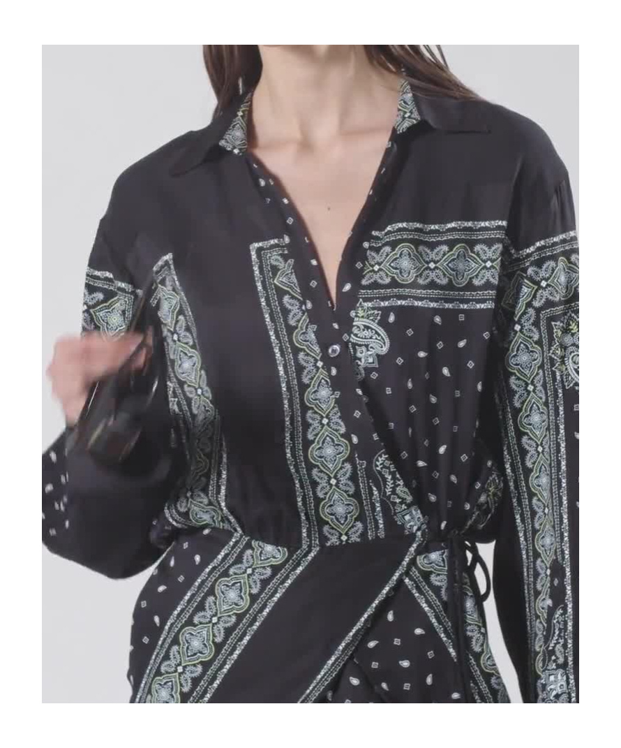 Shop Pinko Bandana-print Mini Dress In Black