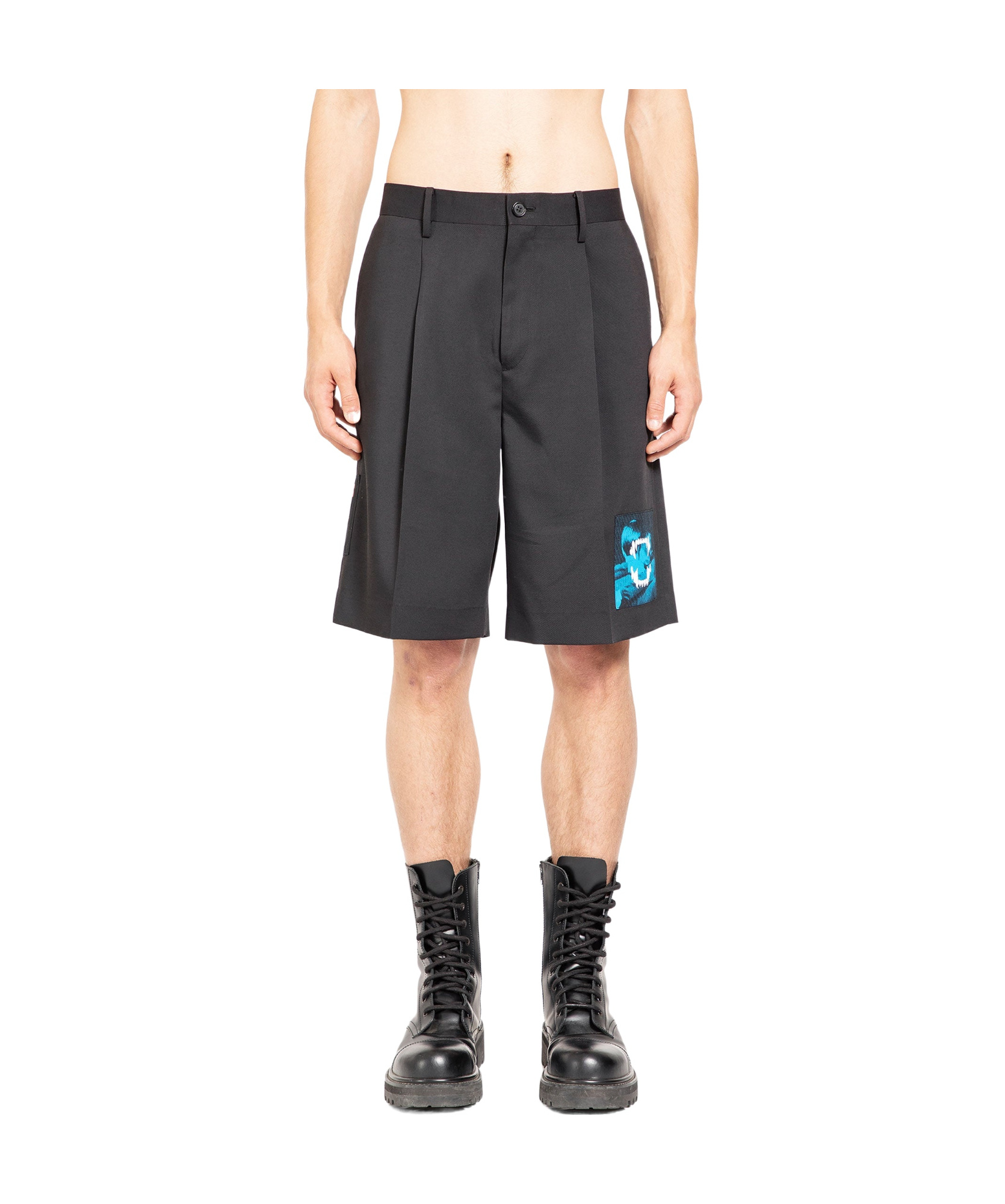 Undercover Black Appliqué Shorts In Black
