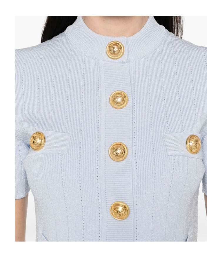 Shop Balmain 4-pocket Knitted Cardigan In White