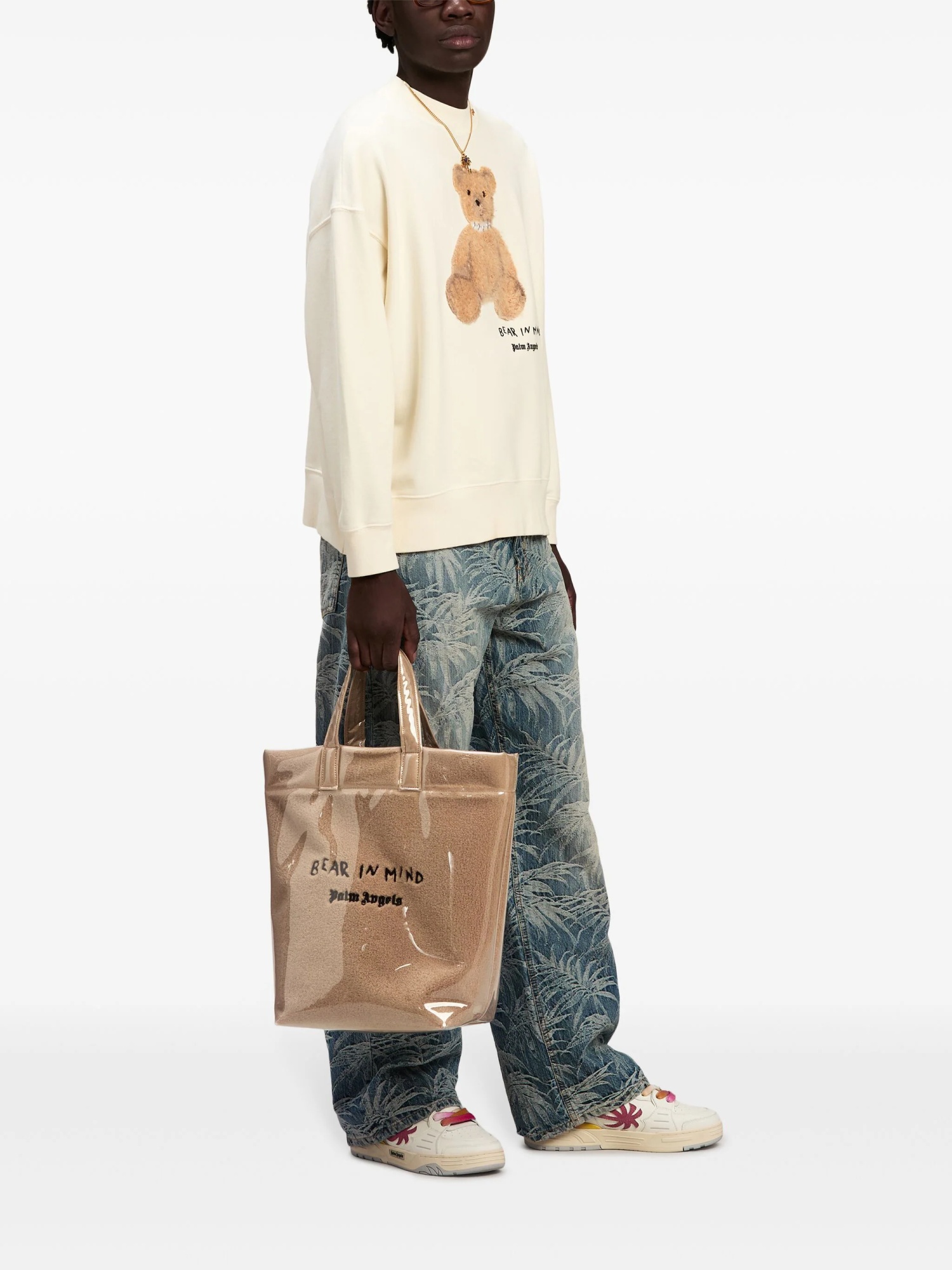 Palm Angels Bear In Mind Tote Bag In Nude
