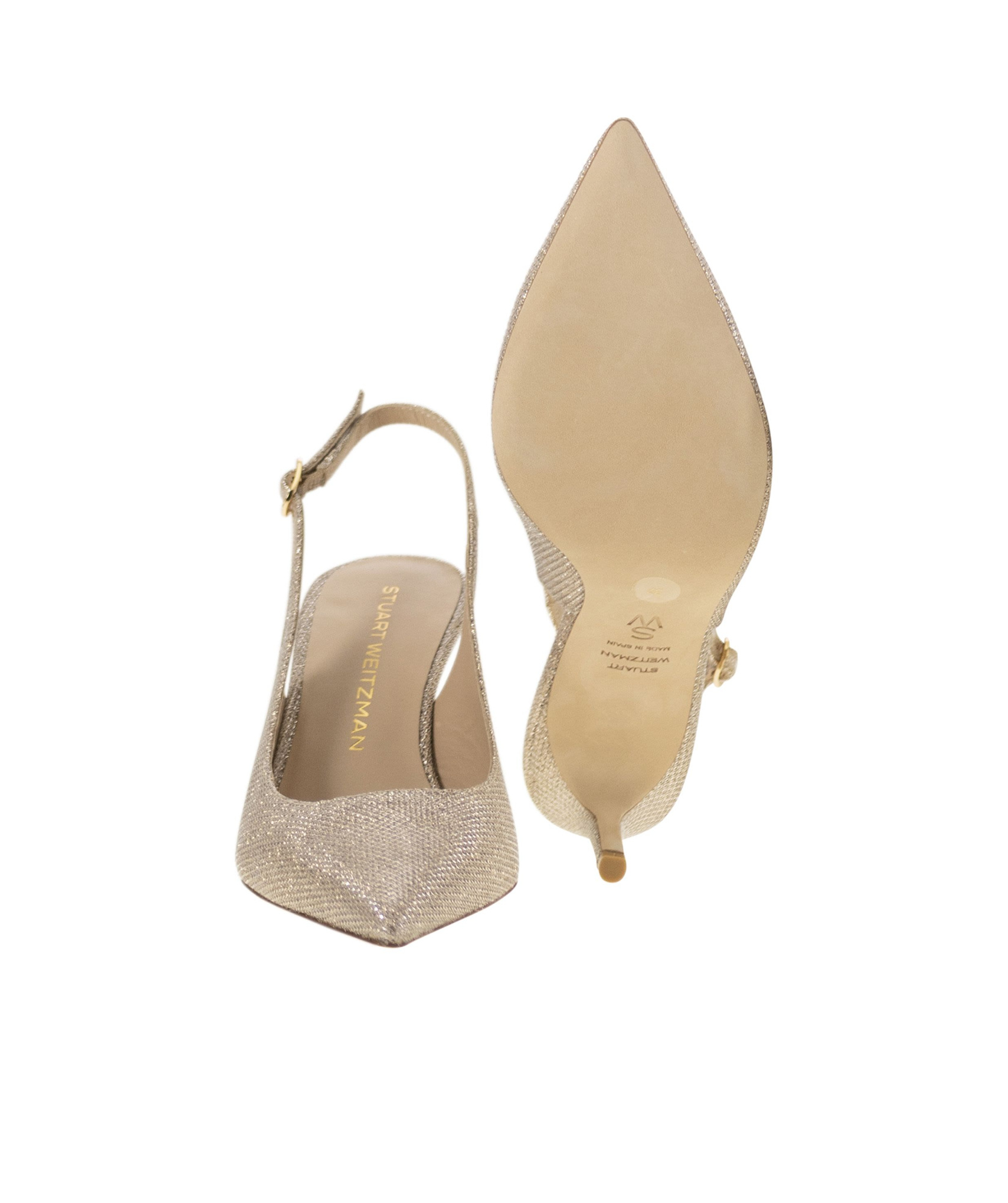 Stuart Weitzman Pointed Hallow-heeled Sandals In Nude