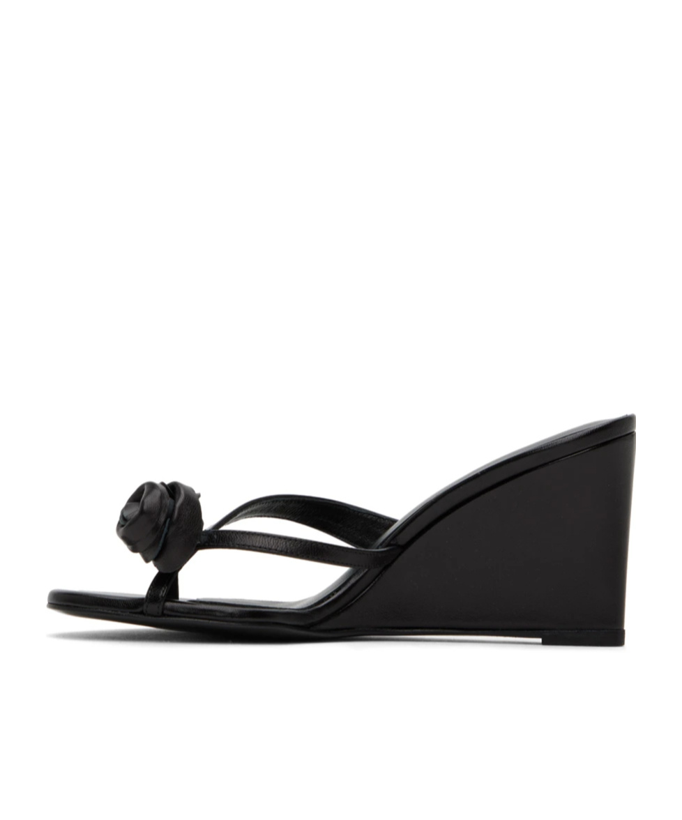 Magda Butrym Flower Wedge Sandals In Black