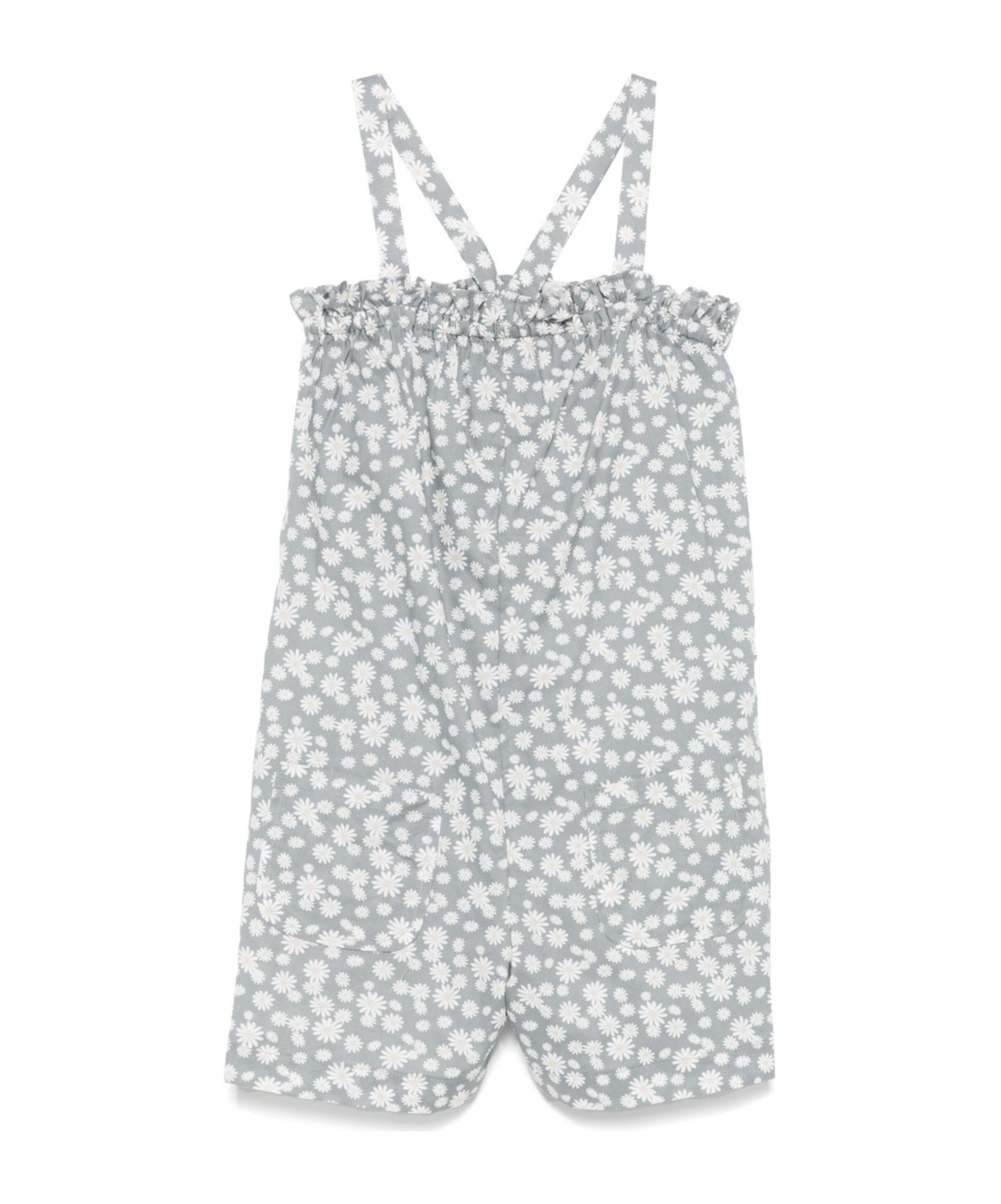 Il Gufo Floral-print Cotton Romper In Gray