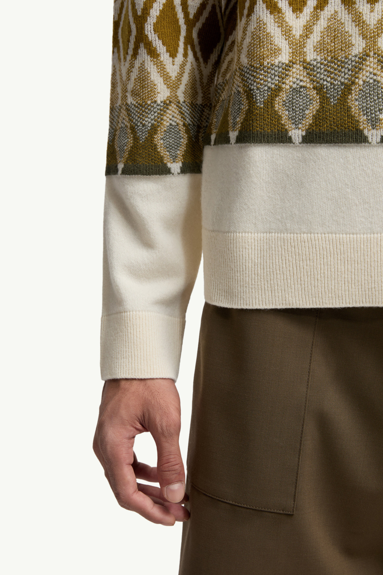 Moncler Fair Isle Virgin Wool Sweater In Neutral