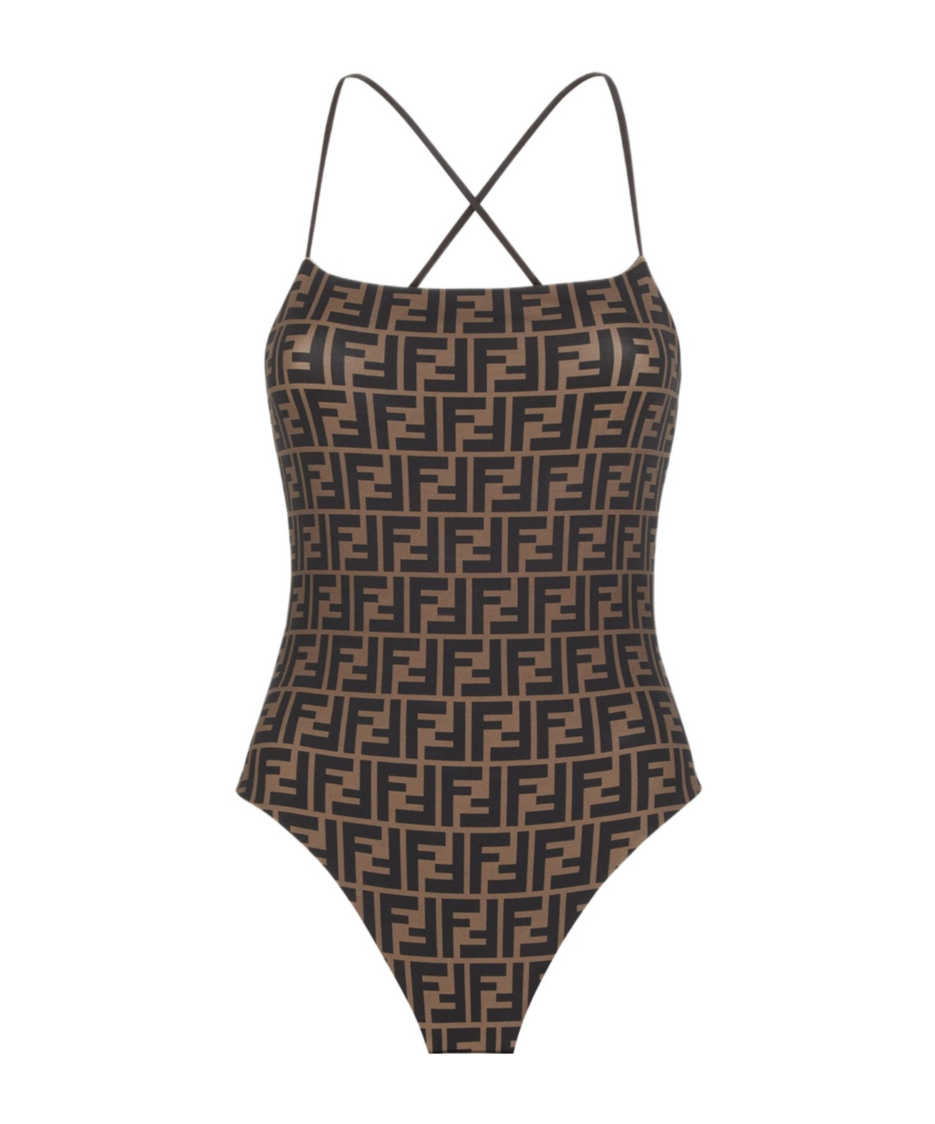 FENDI BROWN LYCRA REVERSIBLE SWIMSUIT 
