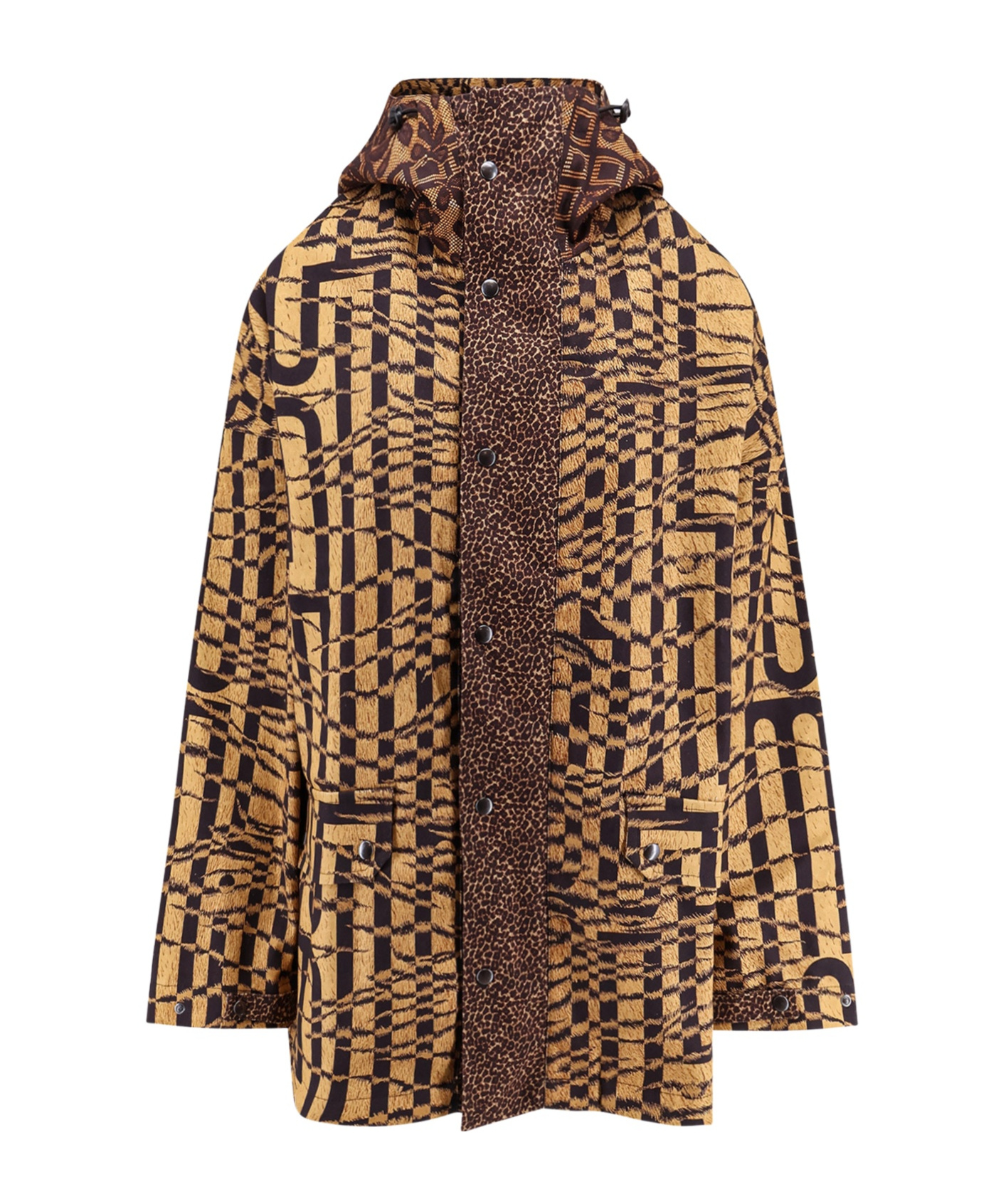 Pierre-louis Mascia Tweed-lined Patterned Jacket In Brown