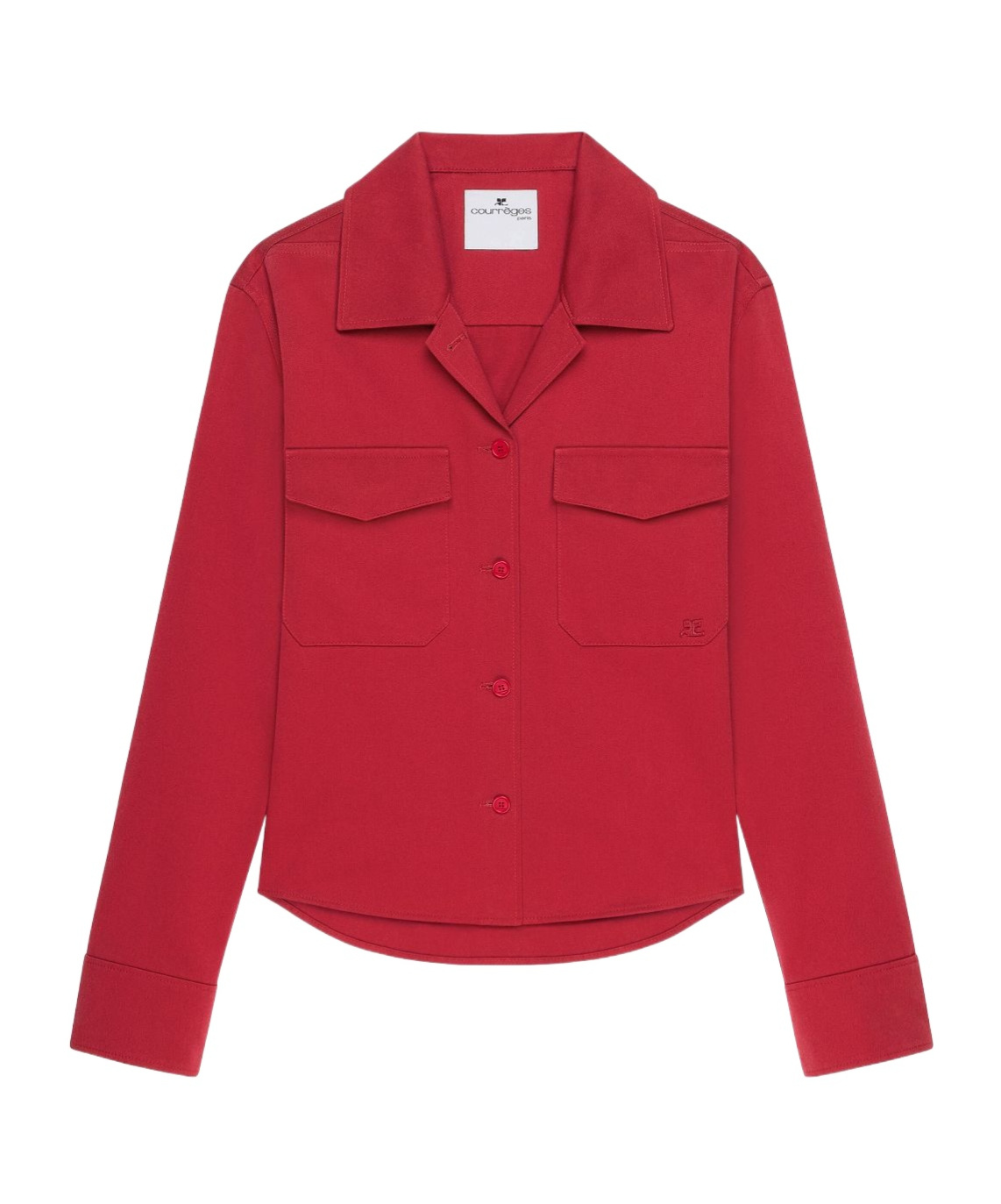 Courrèges Cotton Shirt With Long Sleeves And Collared Neck In Red