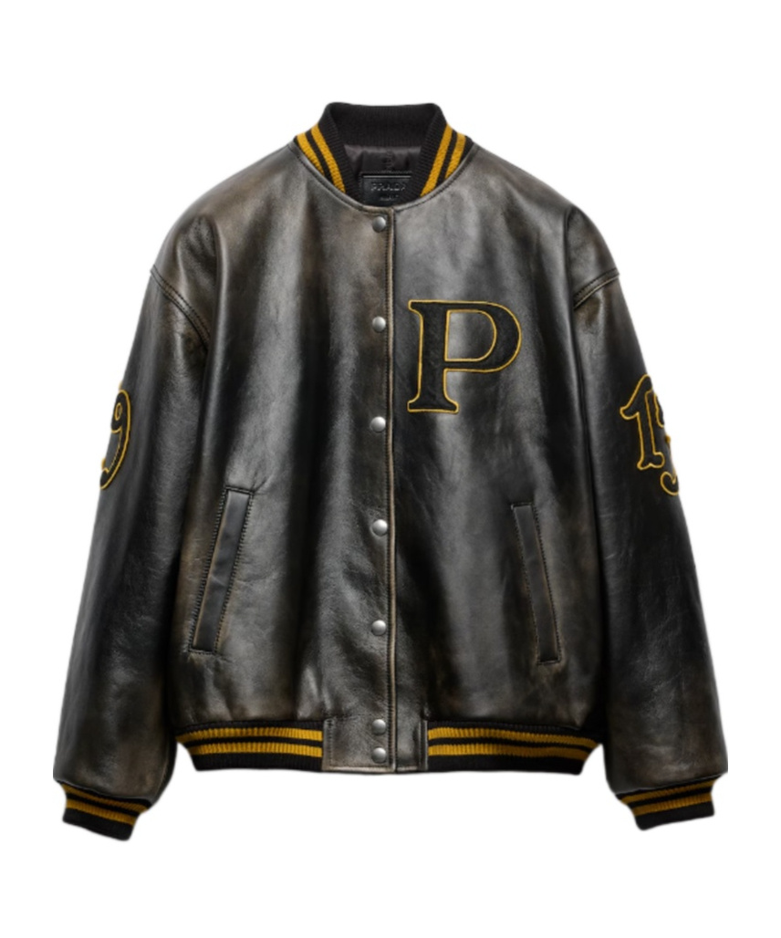 Prada Gepolsterte Bomberjacke Aus Leder In Black
