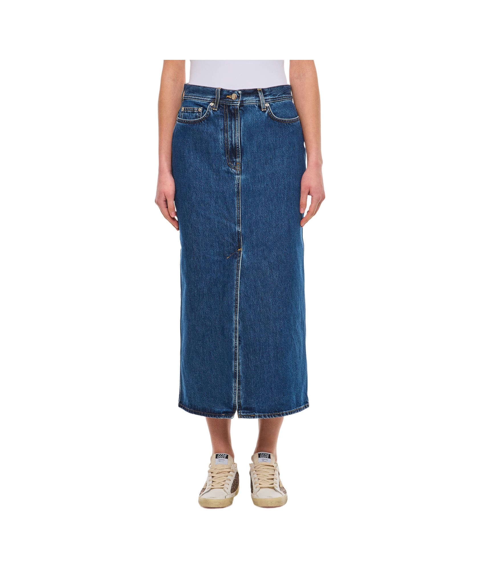 Shop Loulou Studio Rona Midi Skirt In Blue