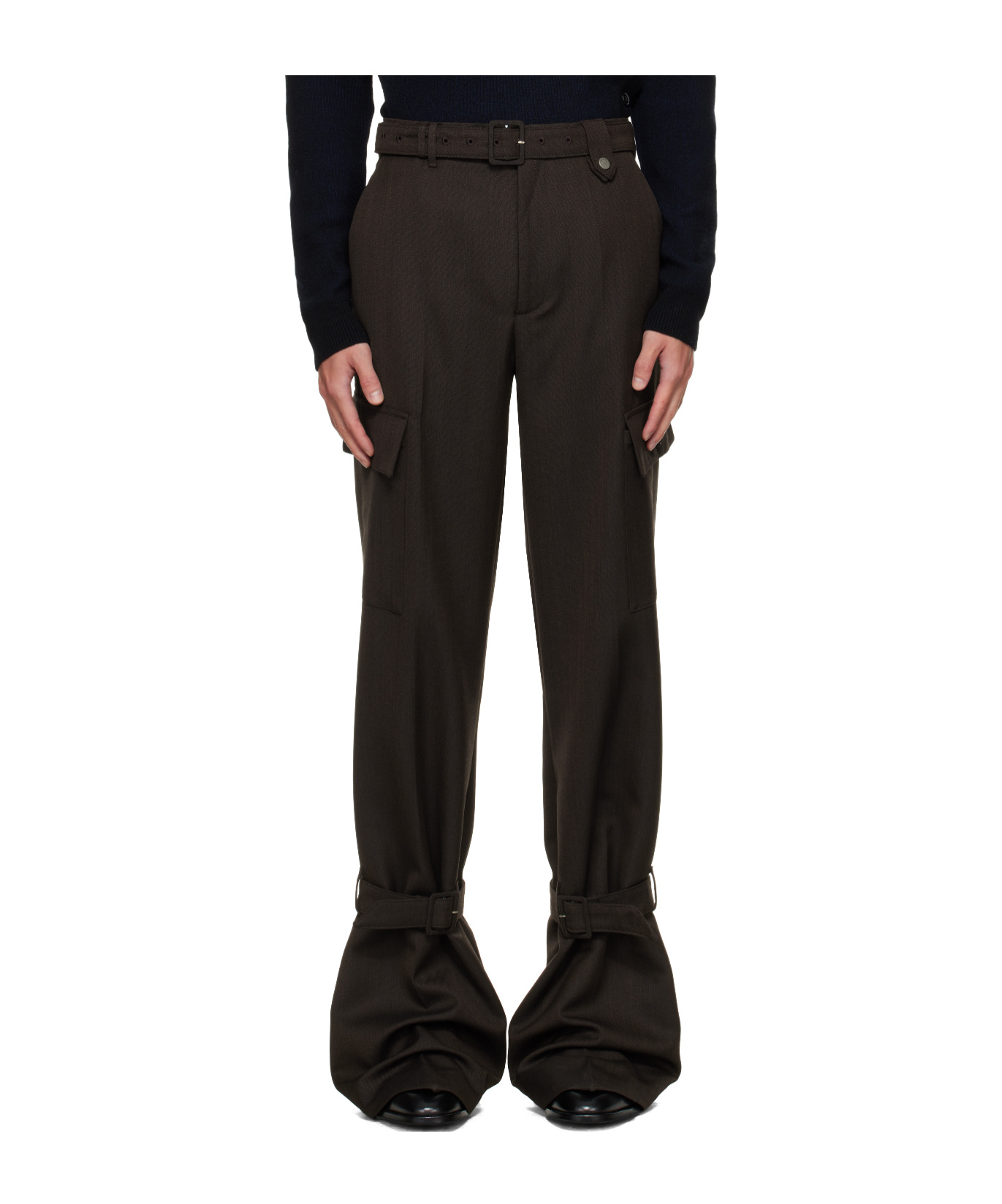 Egonlab Brown Belted Cargo Pants In Brown