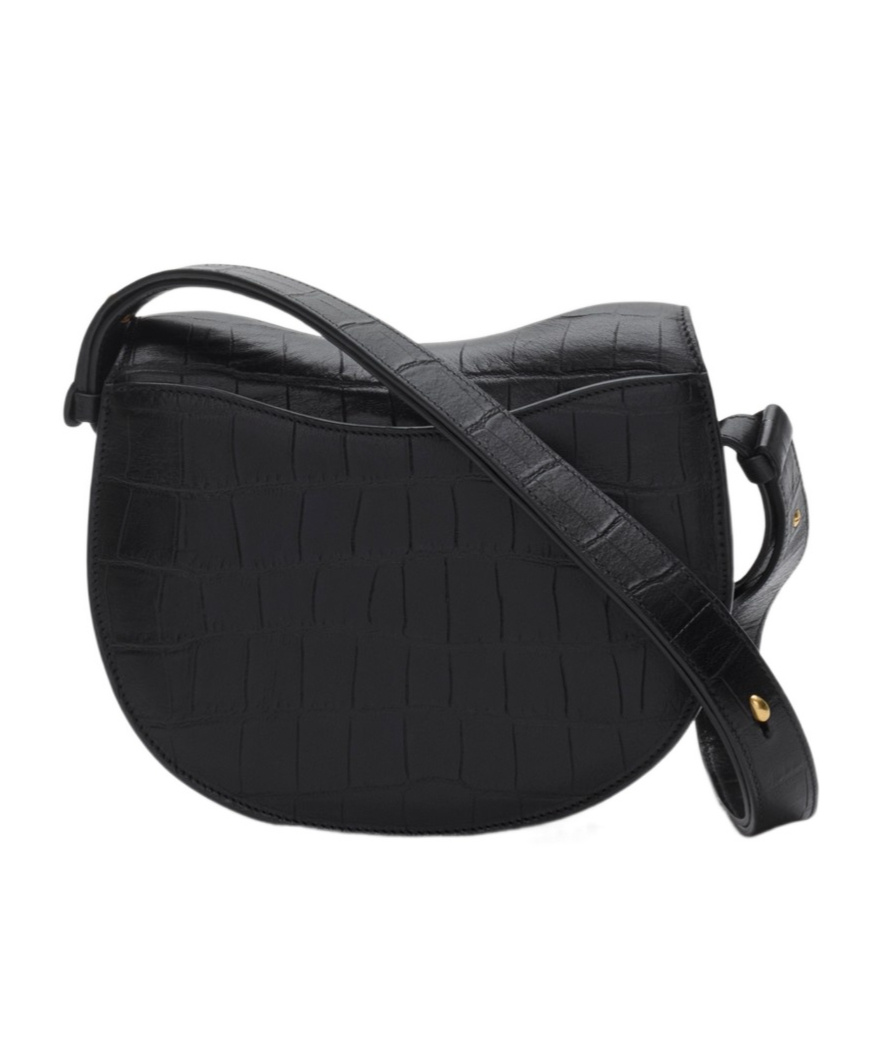 Burberry Croc-effect Leather Shoulder Bag In Black