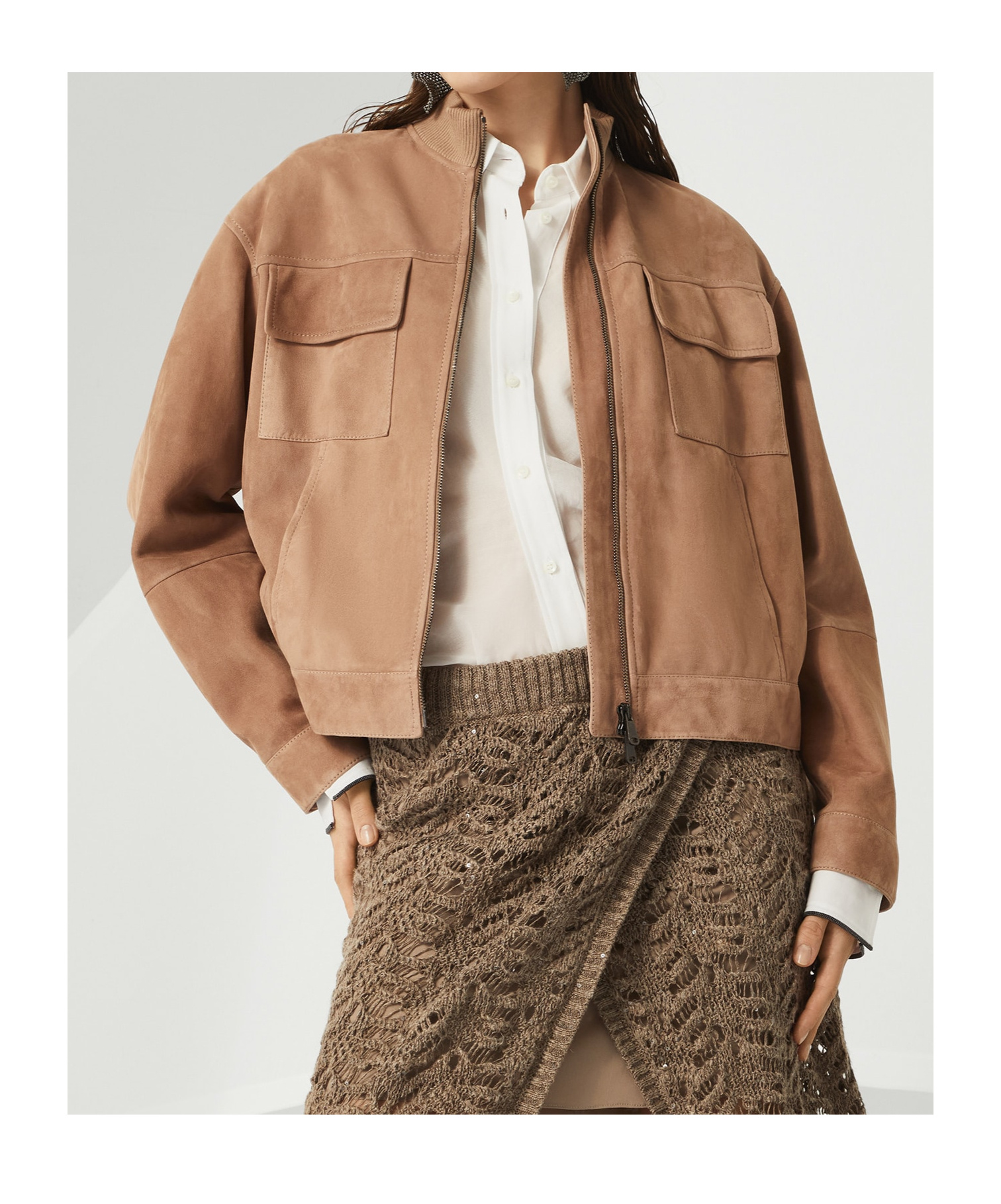 Brunello Cucinelli Couture Suede Jacket In Brown