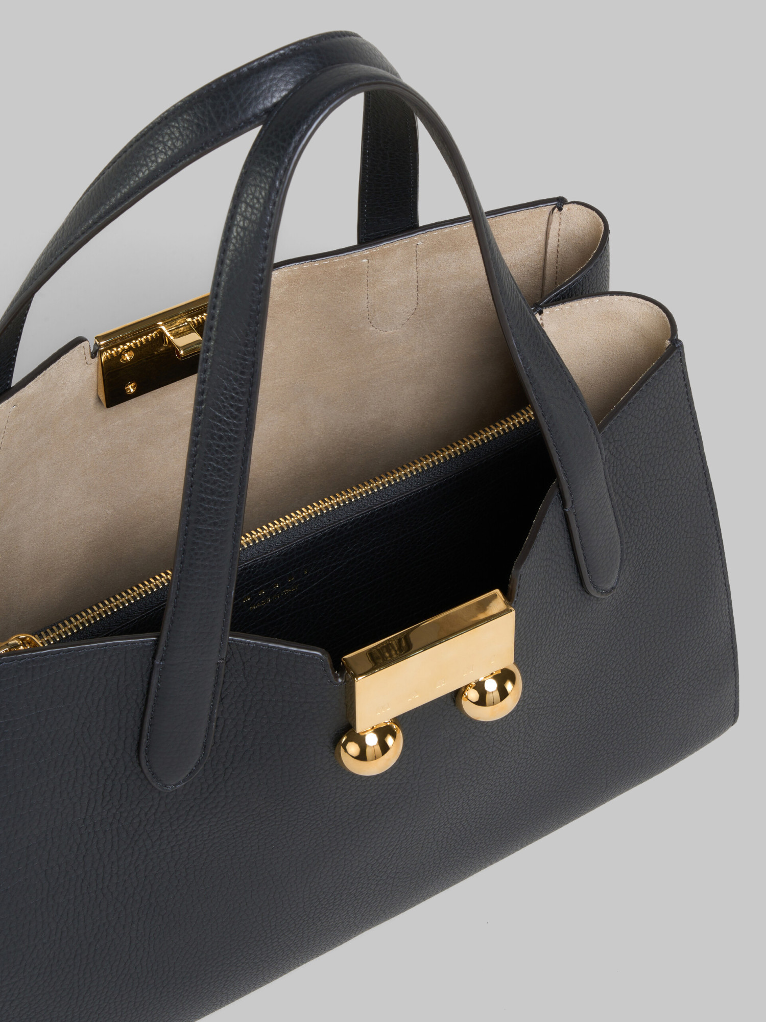 Shop Marni Black Leather Trunkaroo Tote Handbag