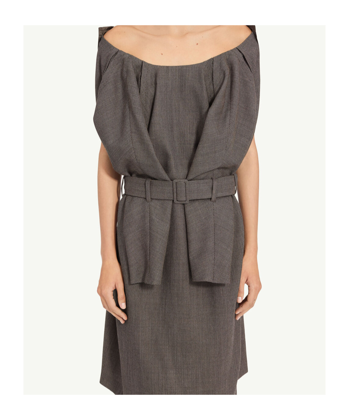 Mm6 Maison Margiela Belted Draped Midi Dress In Brown