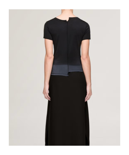Y-3 Asymmetric Hem Short Sleeve Round Neck Top In Black