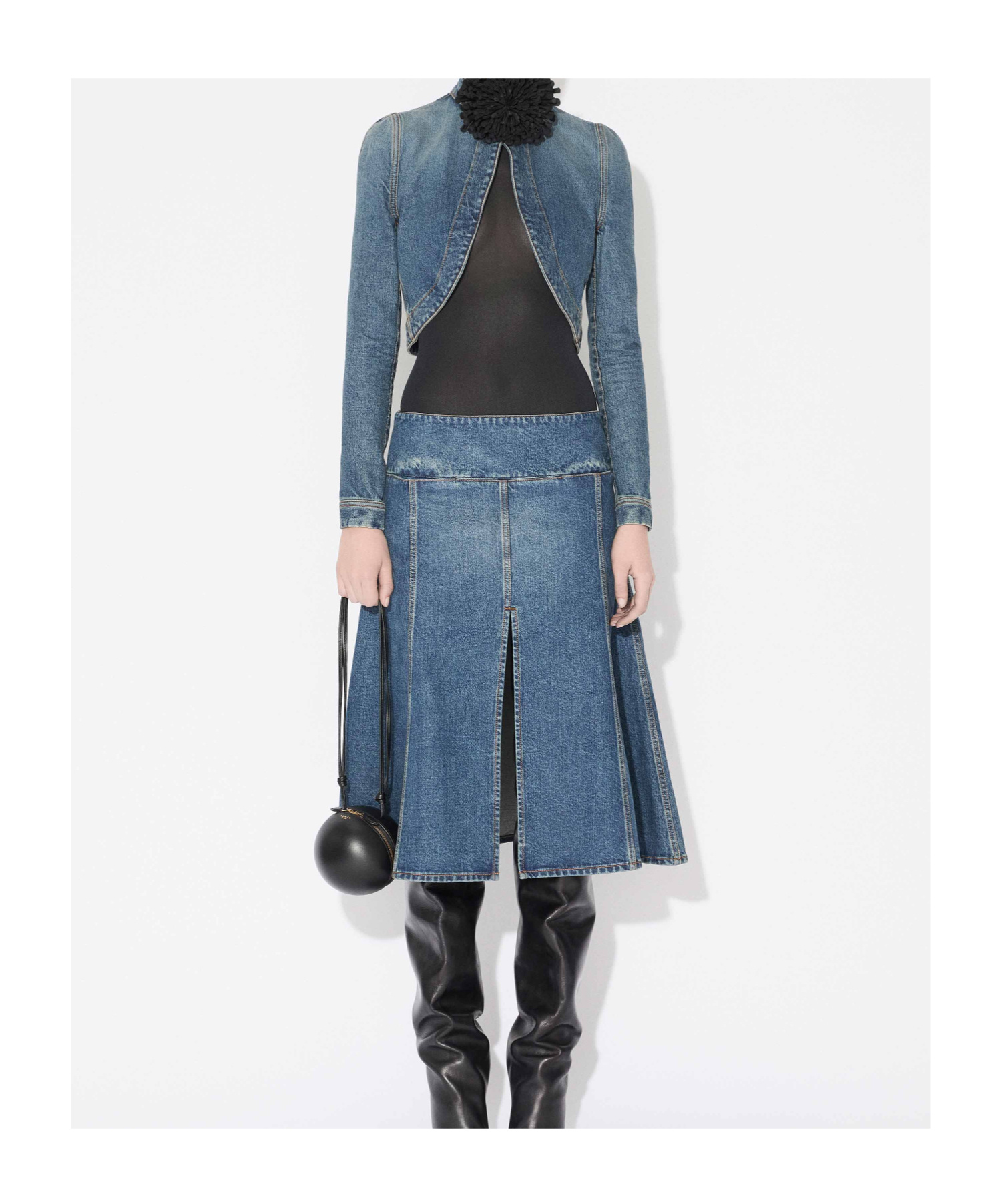 Alaïa Women Short Blue Denim Jacket In Blue