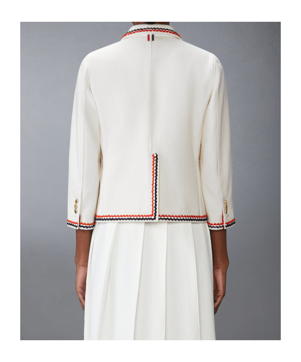 Thom Browne Cropped Sack Patch Sport Coat In White