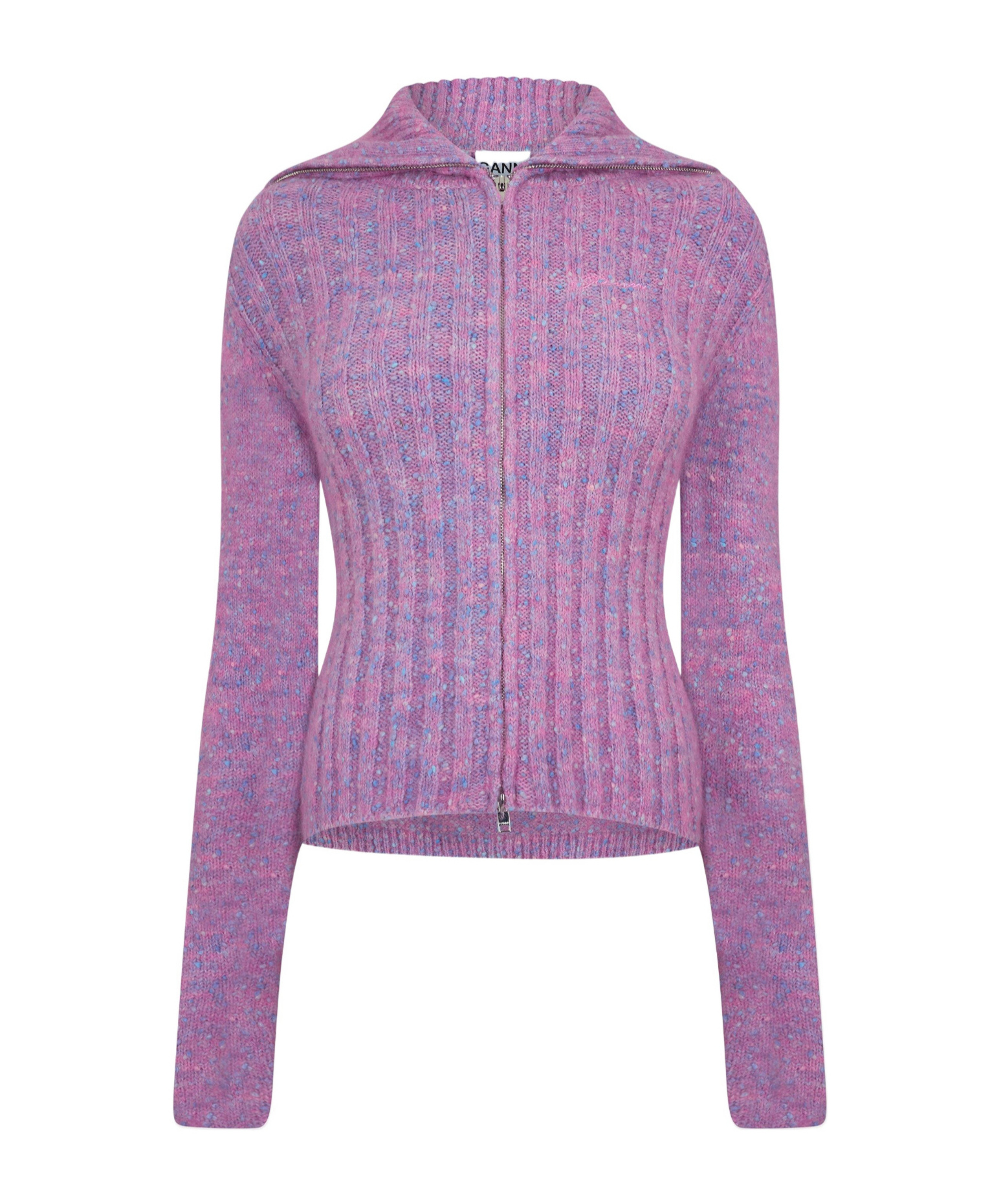 Ganni Zip-up Knit Jacket In Purple