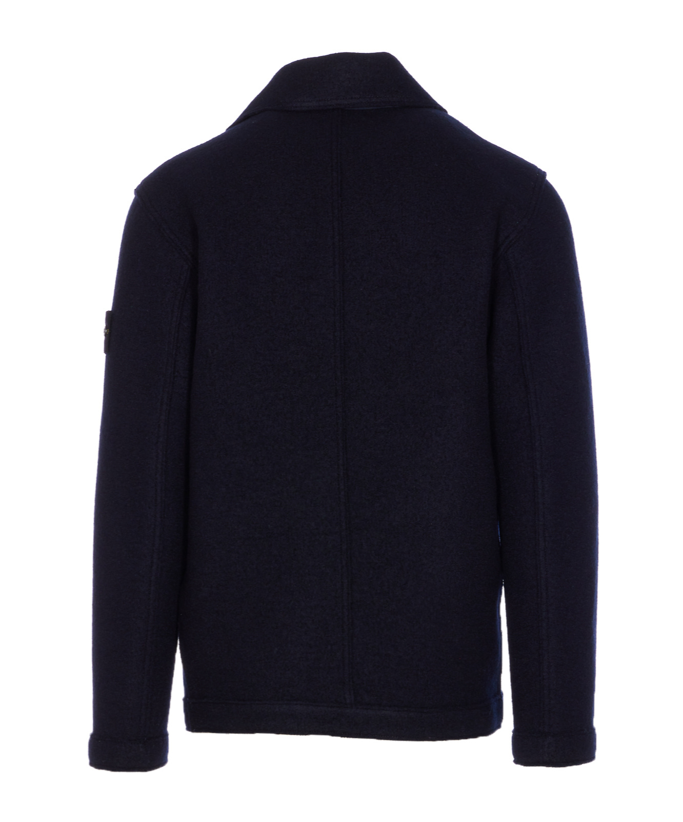 Stone Island Mens Navy Blue Felted Double-breasted Wool Jacket In Blue