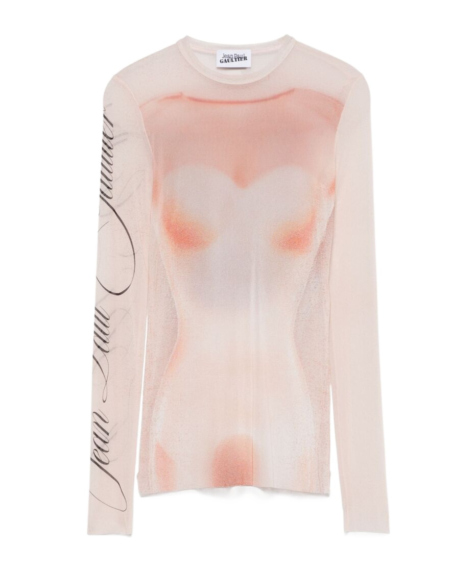 Shop Jean Paul Gaultier Silhouette-print T-shirt In Pink
