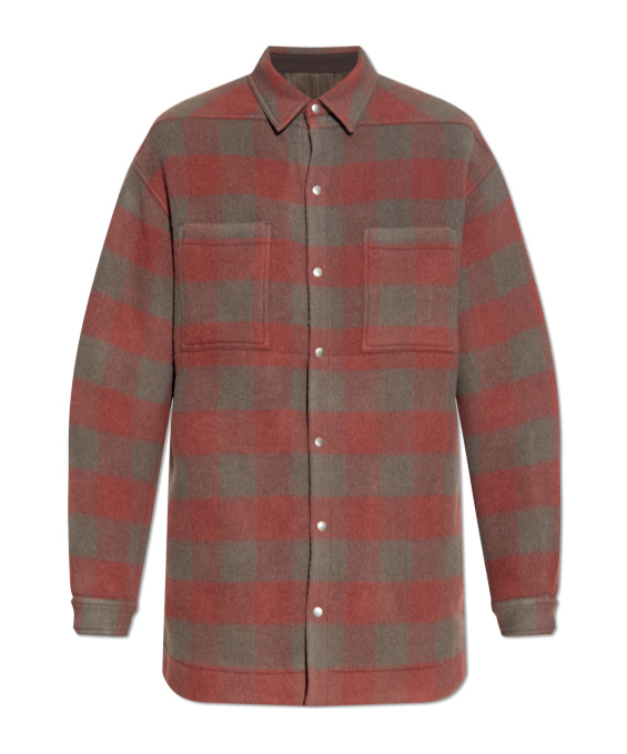 Rick Owens Checked Virgin Wool Overshirt In Brown
