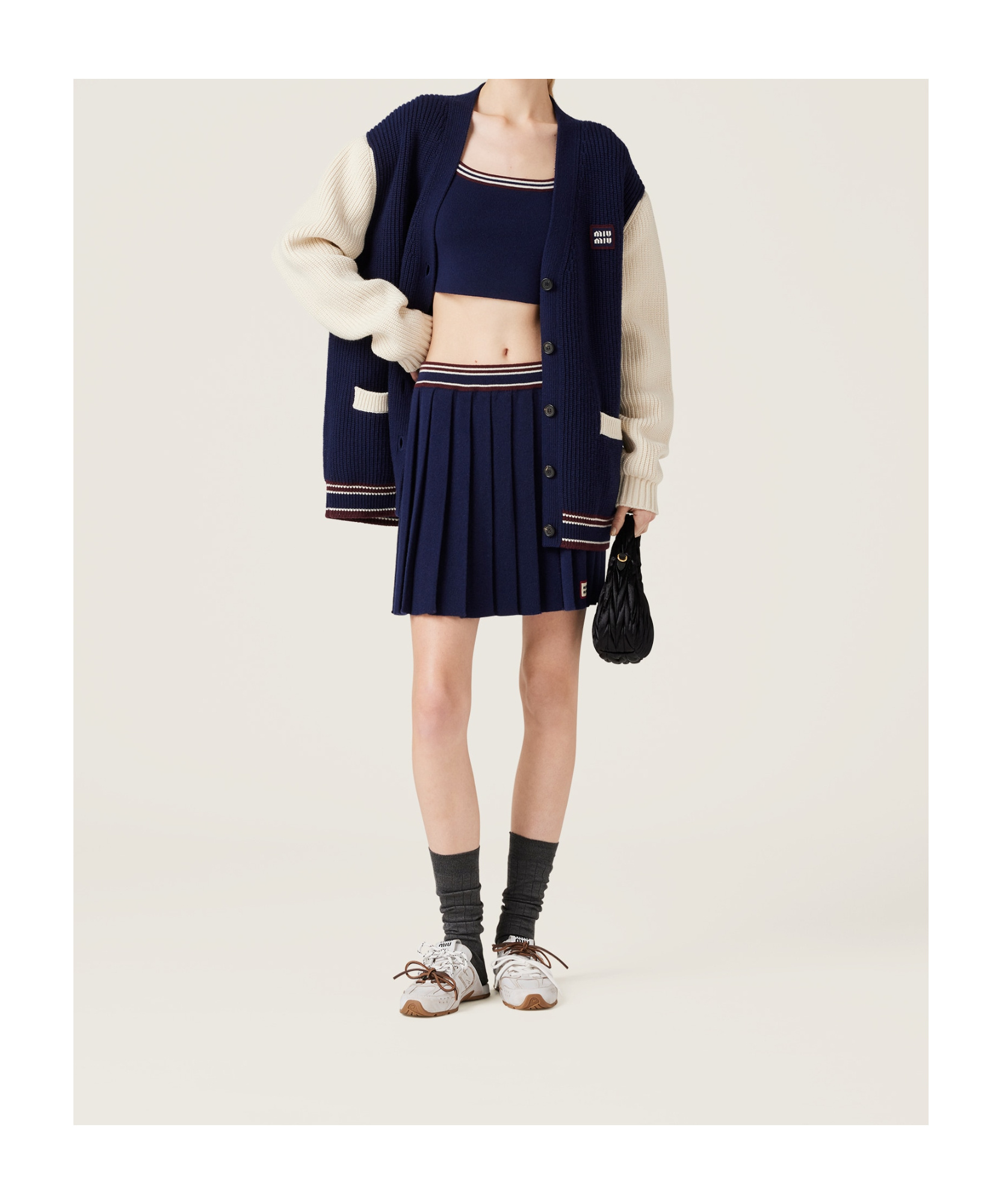 Miu Miu Pleated Mini Skirt In Black