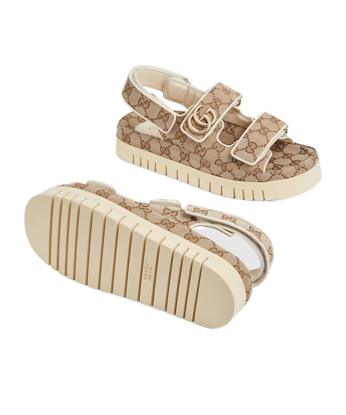 Shop Gucci Women's Sandal With Double G In Beige And Dark Brown