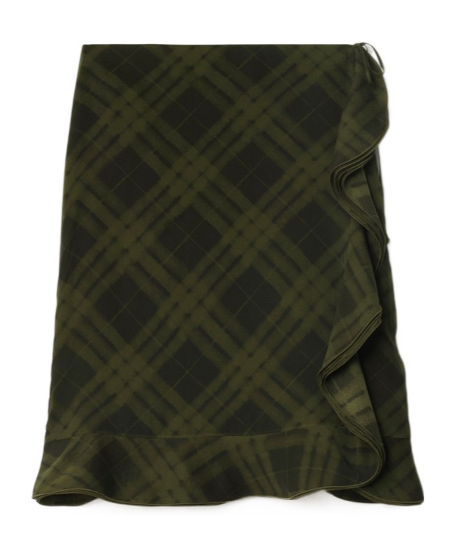 Burberry Ruffle Detail Check Patterned Skirt In Black