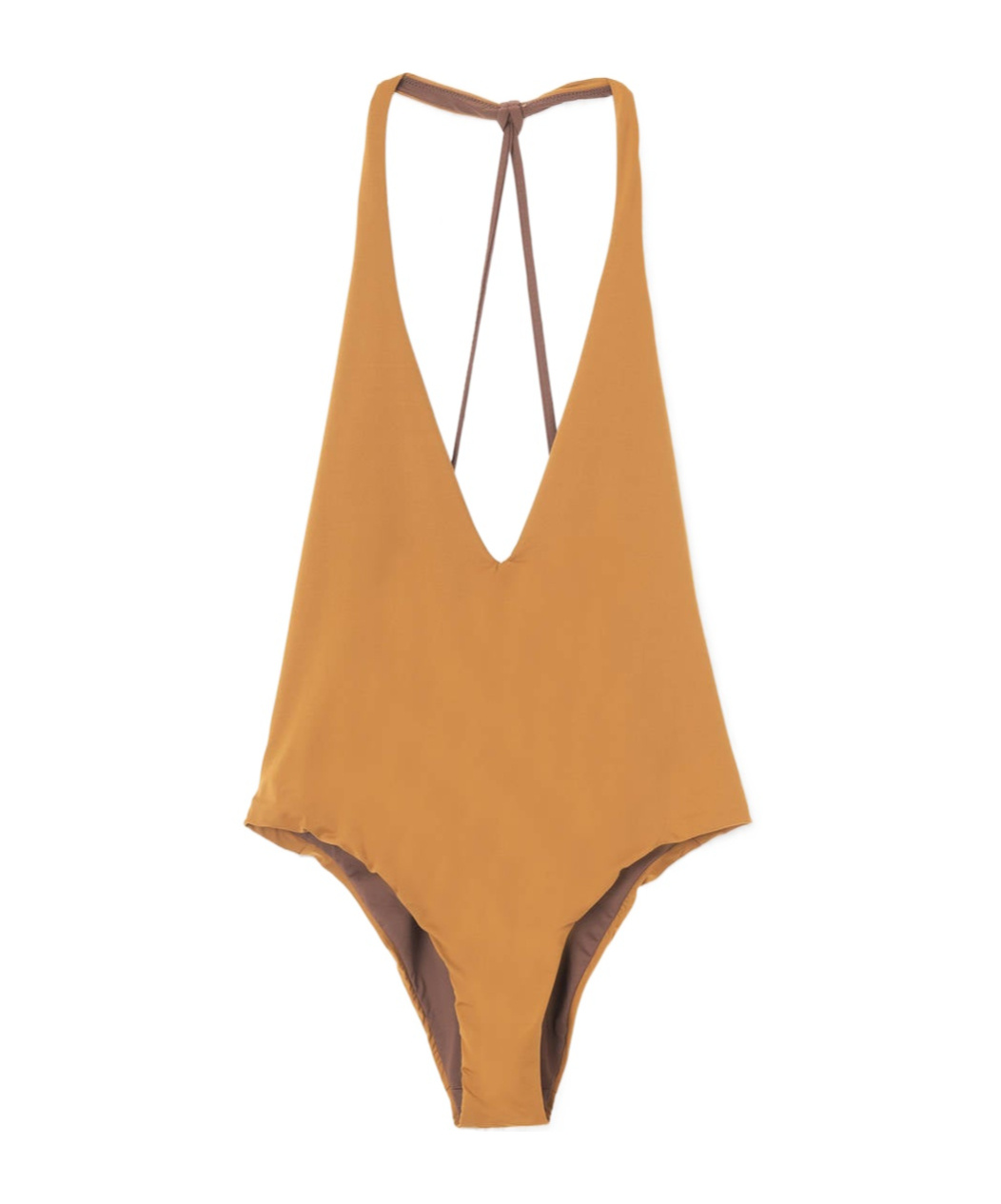 Alysi V-neck Sleeveless Swimsuit In Brown