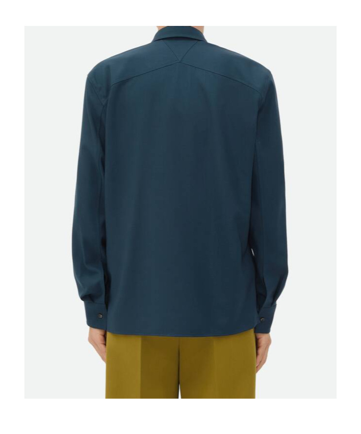 Shop Bottega Veneta Light Wool Twill Shirt In Blue