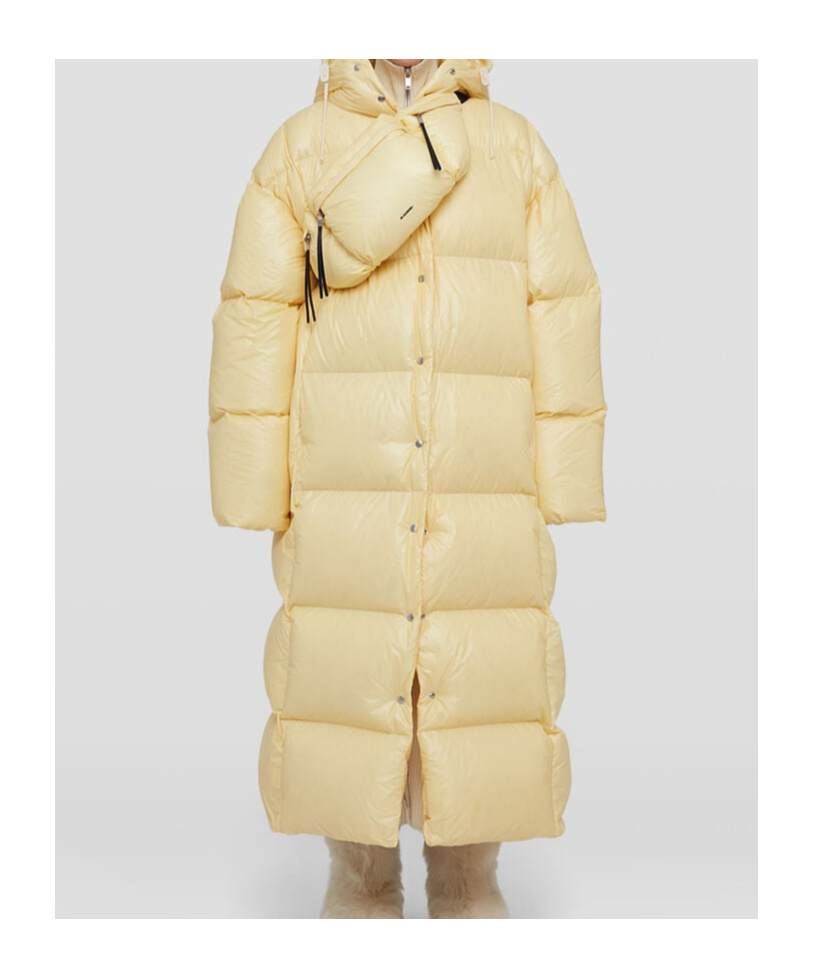 Jil Sander Hooded Padded Parka Coat In Nude